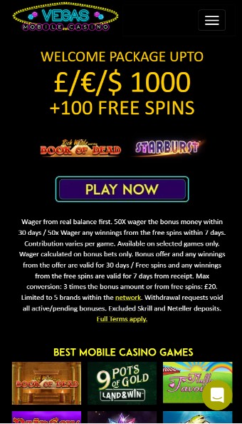 Vegas Mobile Casino Homepage UK Casino