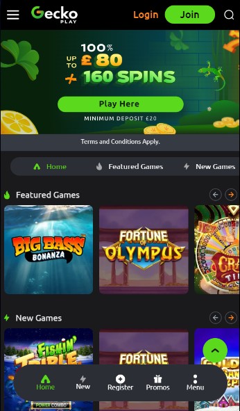 Geckoplay Casino UK Homepage