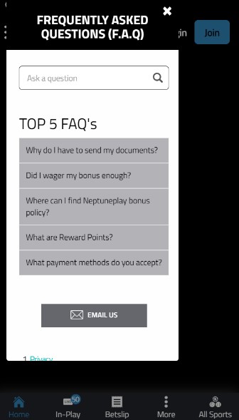 Neptuneplay UK Sportsbook Customer Support