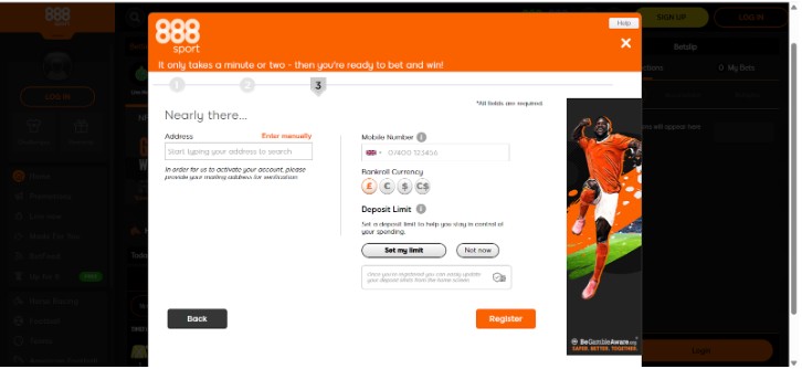 888sport Registration UK Step4