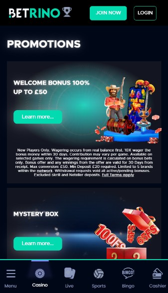 Betrino Casino Welcome Bonus UK