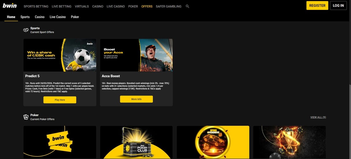Bwin Sportsbook UK Offers and promotions pc