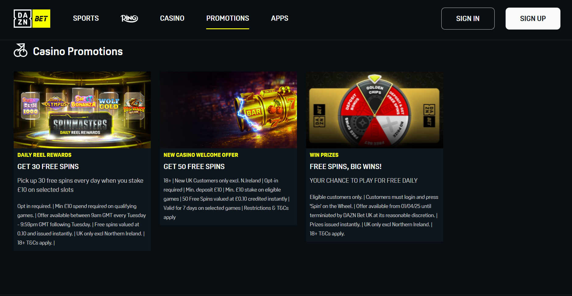 DAZNBet Casino Promotions pc