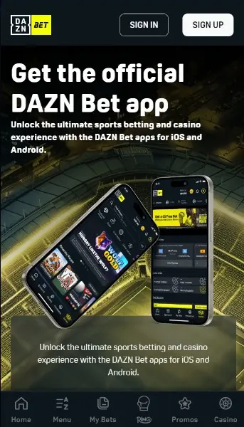 Schermate dell'interfaccia della Daznbet app su smartphone, che mostra la selezione di giochi casino e eventi sportivi.