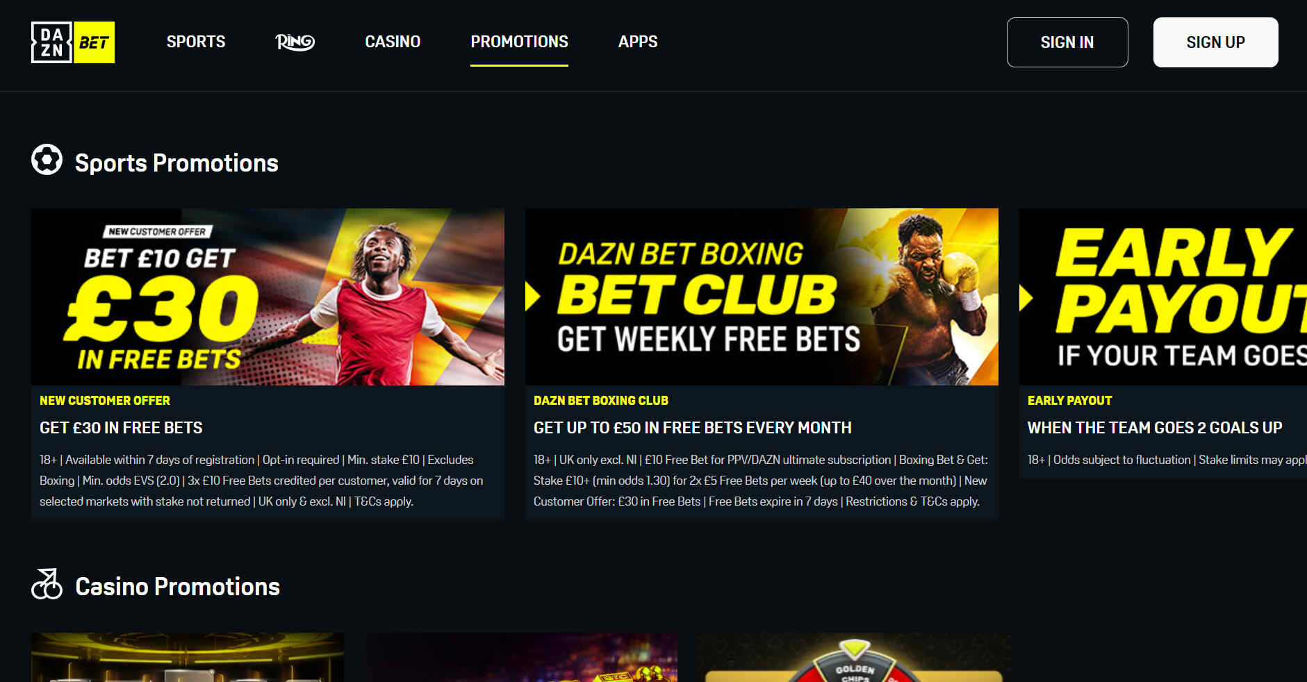 DAZNBet Sports Promotions UK pc
