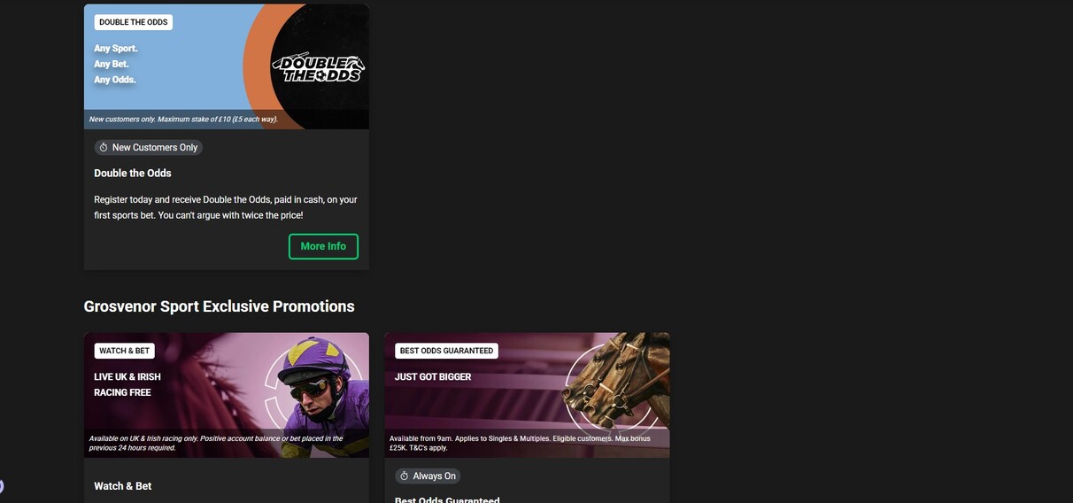 Grosvenor Sportsbook UK Promotions pc
