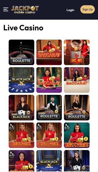 Jackpot Mobile Casino UK Live Casino