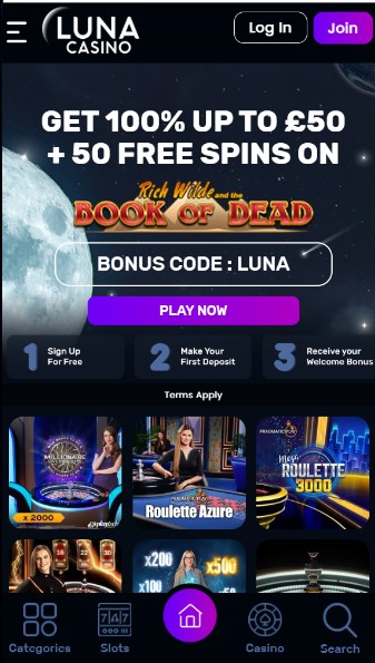 Luna Casino UK Homepage Casino
