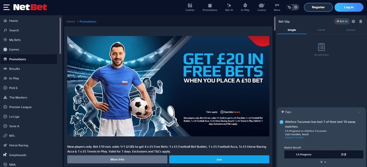 Promotions Netbet Sportsbook UK pc
