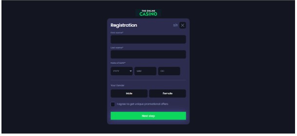 TheonlineCasino UK Sports Registration Step3