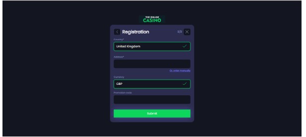 TheonlineCasino UK Sports Registration Step4