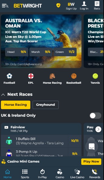 Betwright UK Sports Homepage