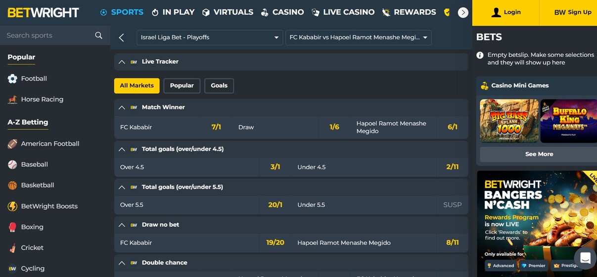 Betwright UK Sports Live betting pc