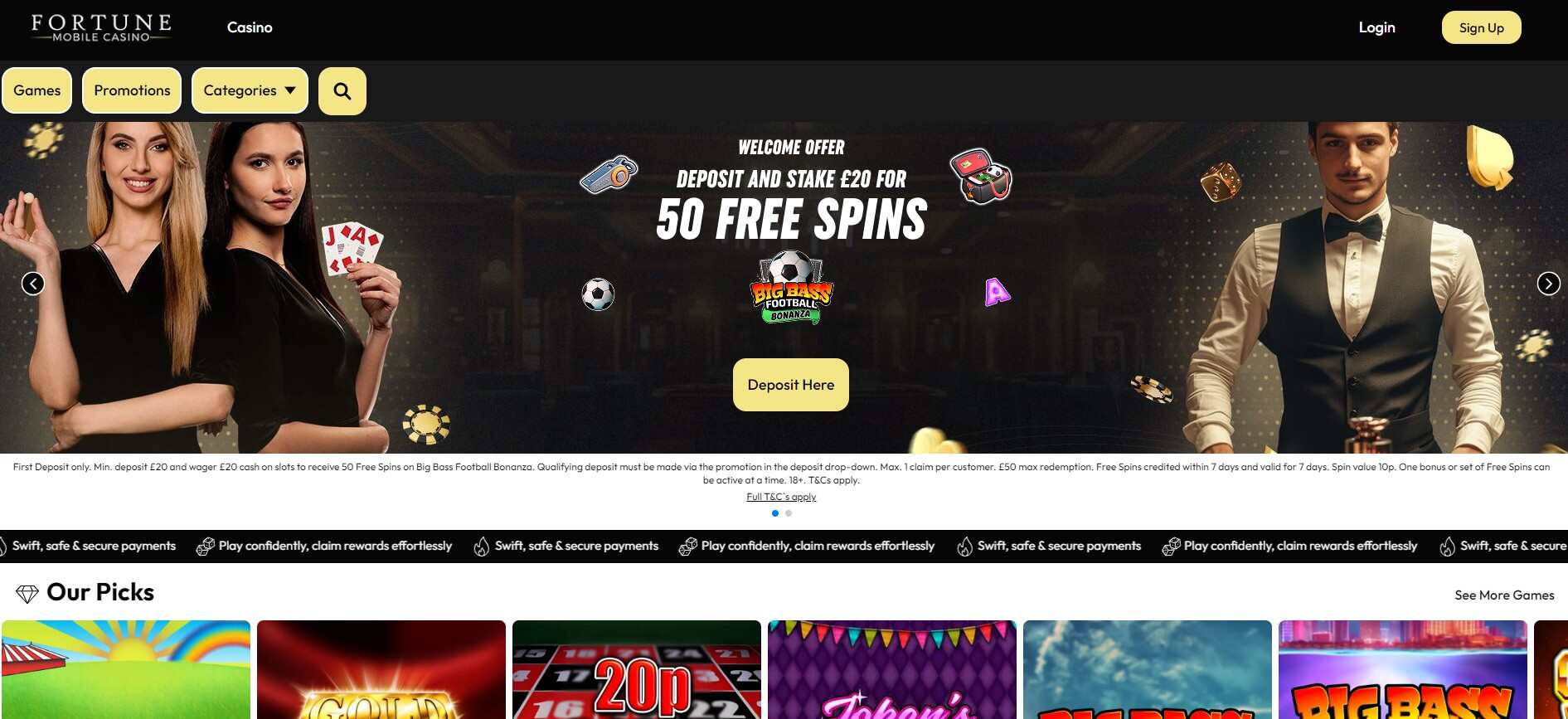 Fortune Mobile Casino UK Homepage updated pc