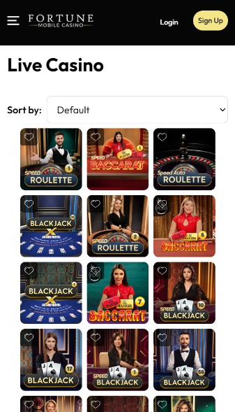 Fortune Mobile Casino UK Live Casino
