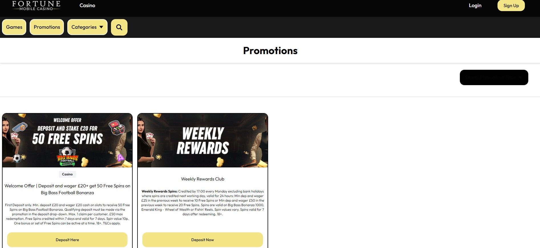 Fortune Mobile Casino UK Promotions updated pc
