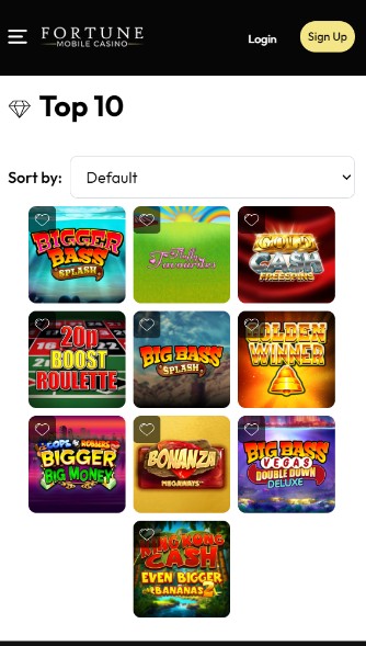 Fortune Mobile Casino UK Top10 games casino