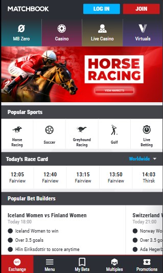 Matchbook Homepage sports UK