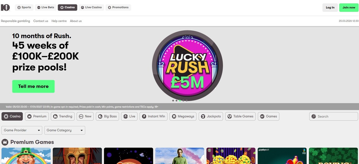 10bet Casino Homepage UK pc