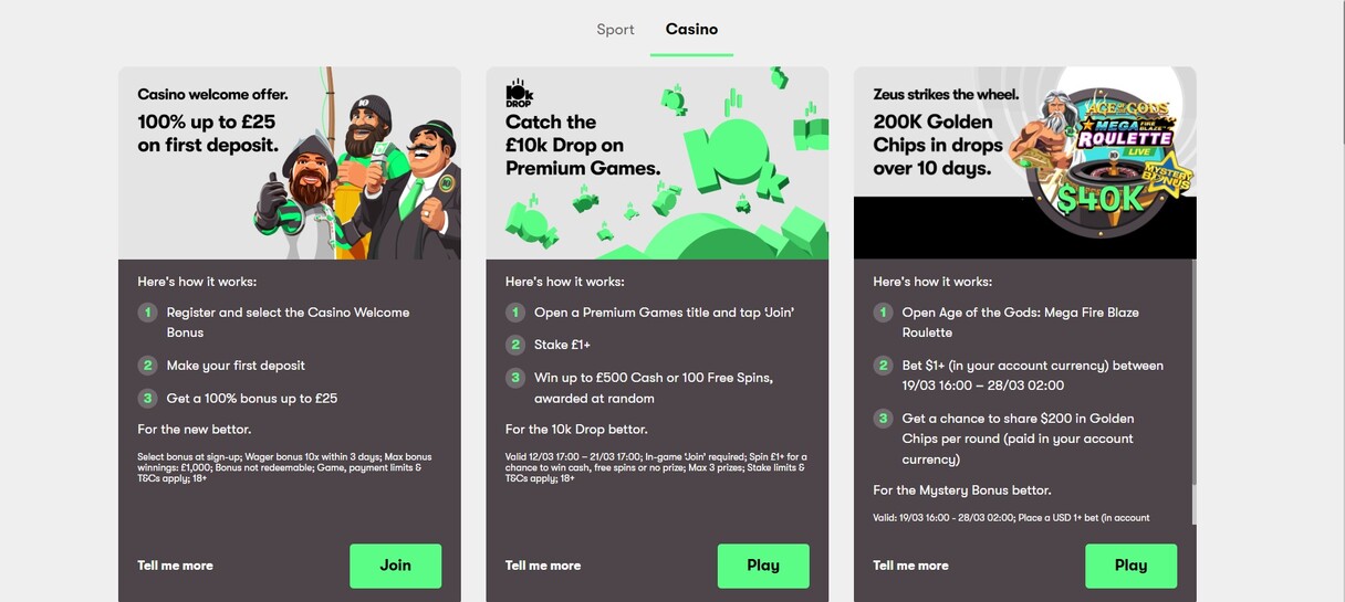 10bet Casino Promotions UK pc