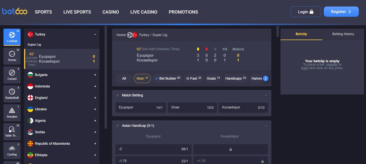 Bet600 Sports UK Live betting pc