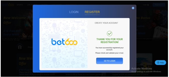 bet600 Sports UK Registration Step3