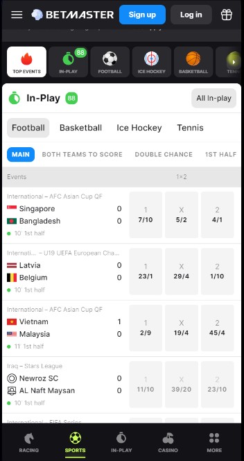 Betmaster Sportsbook UK Homepage