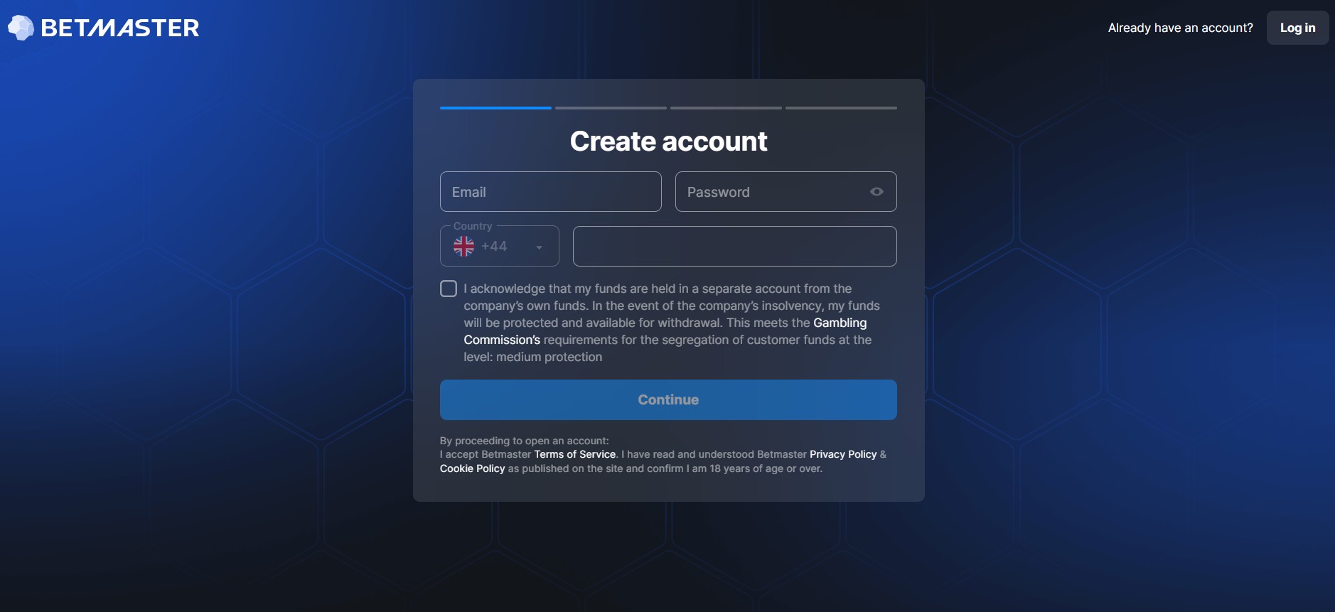 Betmaster Sportsbook UK Registration