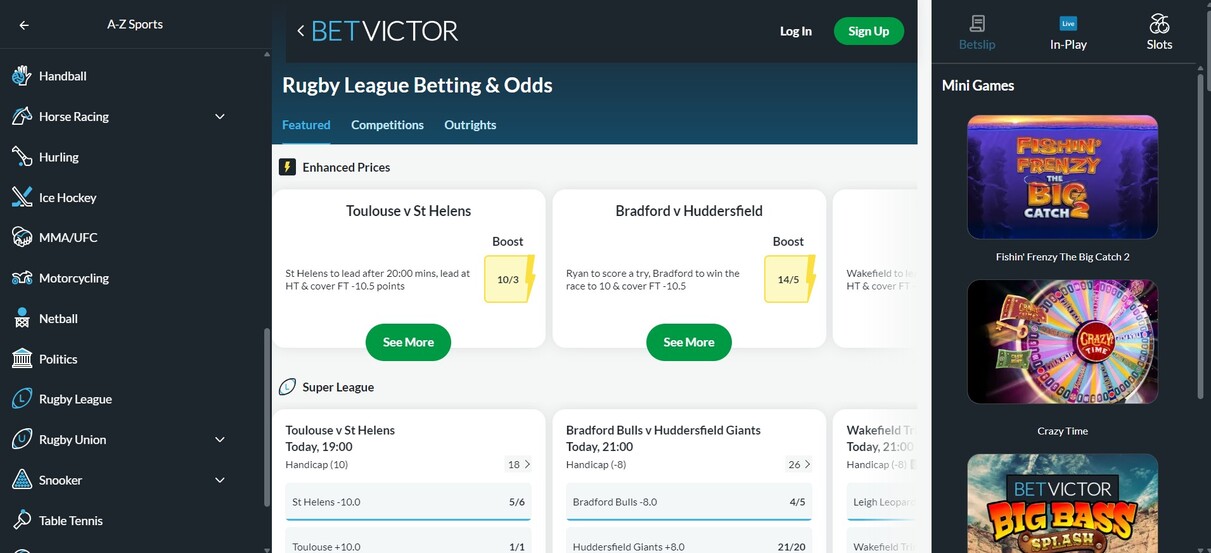 Betvictor Rugby betting UK