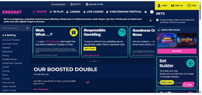 Bresbet Sportsbook UK registration step1