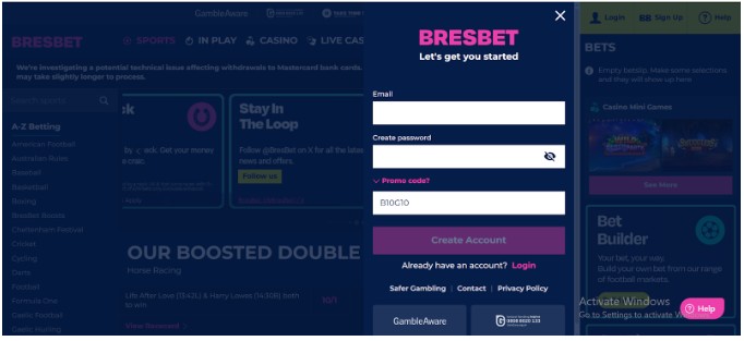 Bresbet Sportsbook UK registration step2