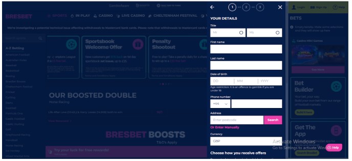 Bresbet Sportsbook UK registration step3