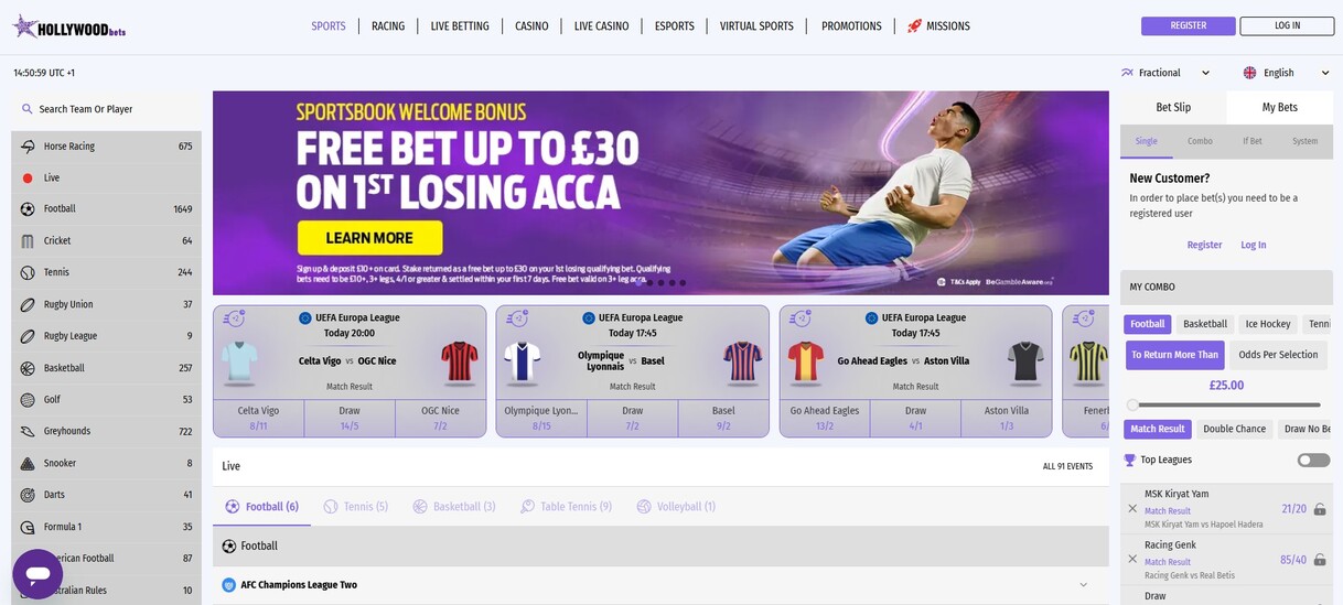 Hollywood Bets Homepage Sportsbetting pc