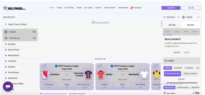 Hollywood Bets UK Registration Step1