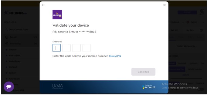 Hollywood Bets UK Registration Step5