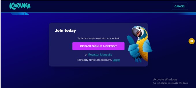 Karamba Sports UK Registration Step2