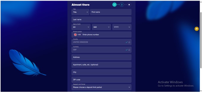 Karamba Sports UK Registration Step4