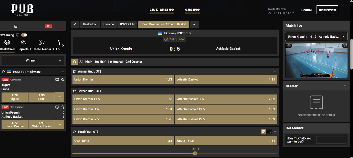 Pub Casino Live betting Sportsbook UK pc