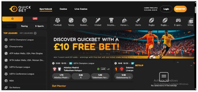 Quickbet Sportsbook UK registration step1