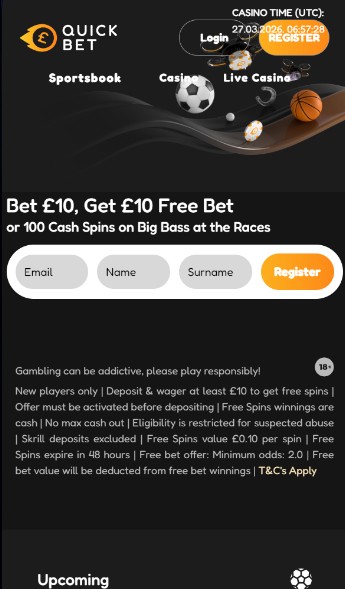 Quickbet Sportsbook Welcome Bonus UK mobile version