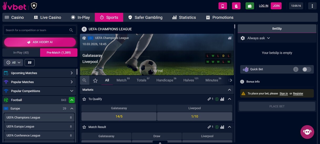 Vbet UK Sports Live betting pc