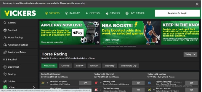 Vickers Sportsbook UK registration step1