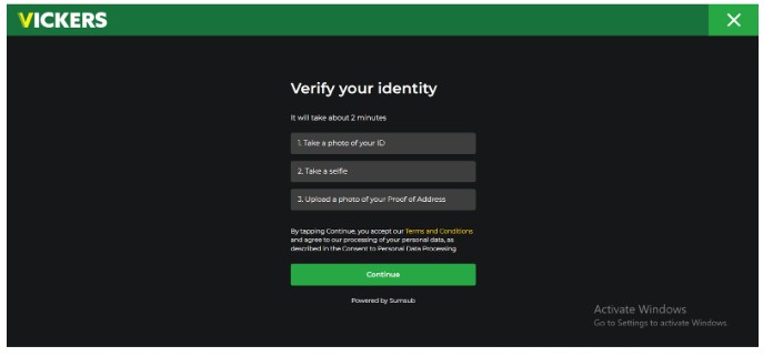 Vickers Sportsbook UK registration step5