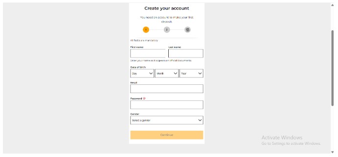 32red Sportsbook Registration Step2