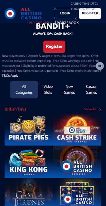 Allbritish Casino Homepage UK