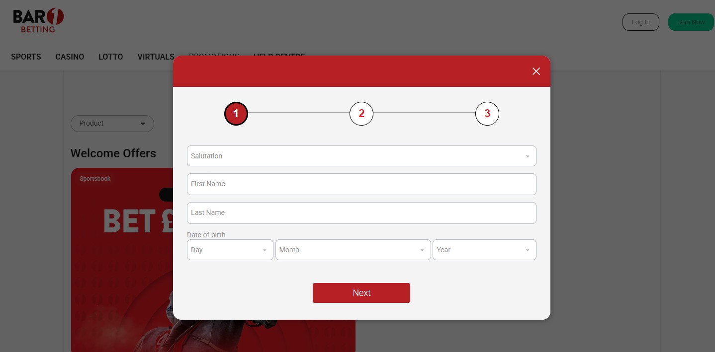 Bar One Racing Sportsbook UK Registration