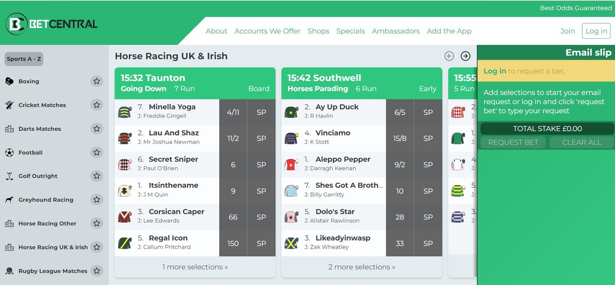 Betcentral Sportsbook UK Homepage pc