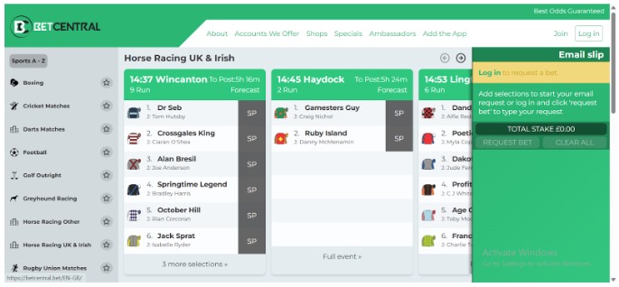 Betcentral Sportsbook UK Registration Step1