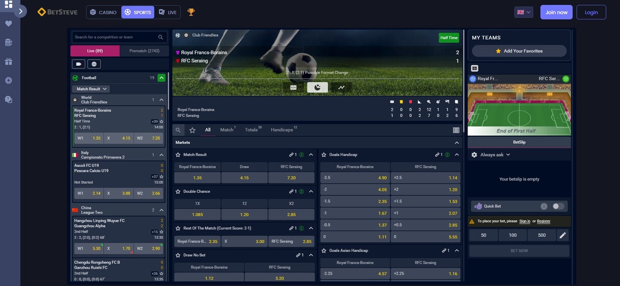 Betsteve Sportsbook Football Betting UK pc