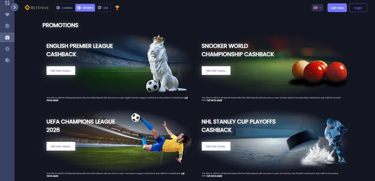 Betsteve Sportsbook Promotions UK pc